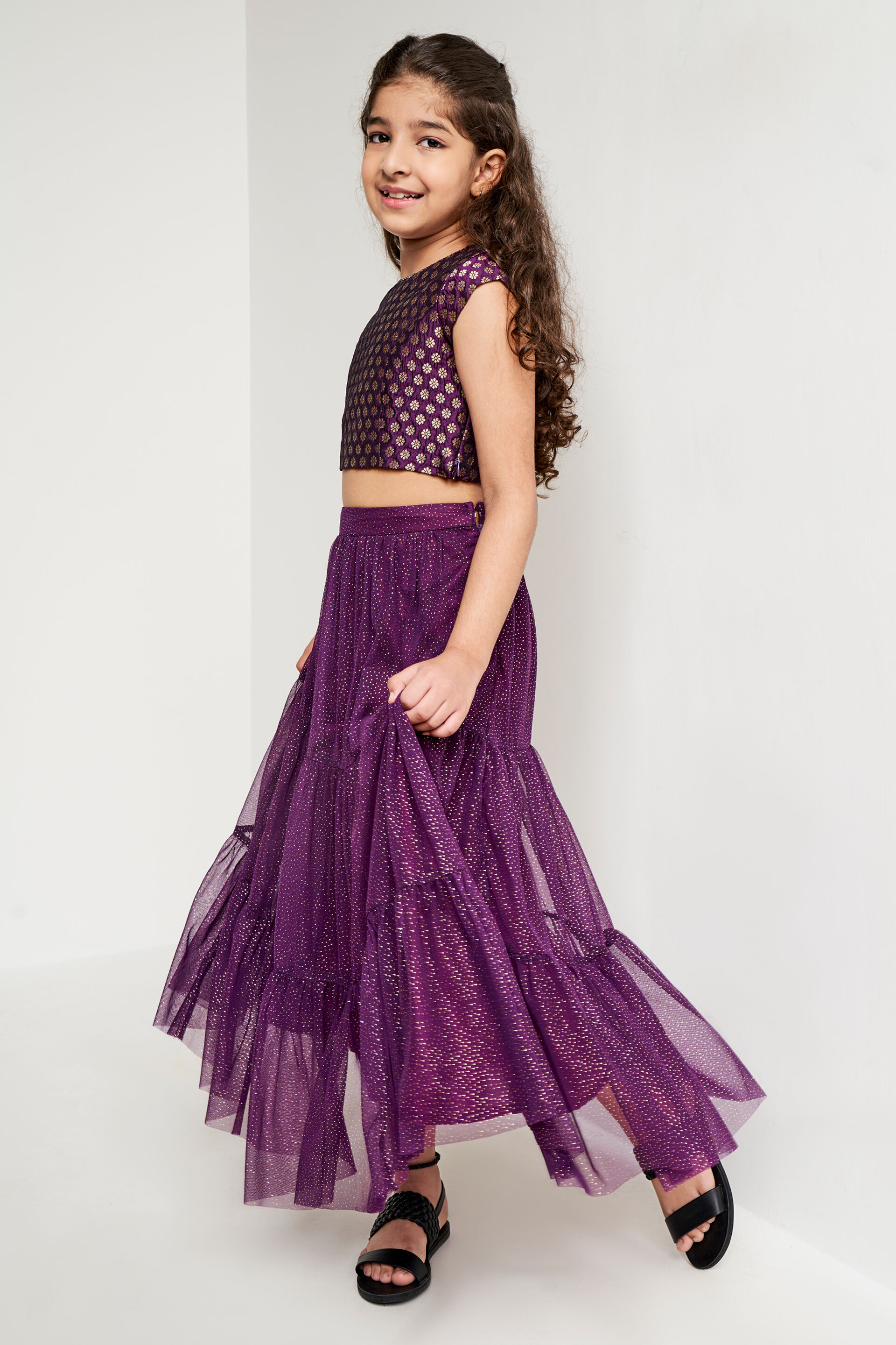 Purple Brocade Flared Suit, Purple, image 2